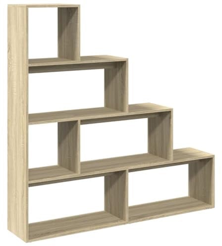 vidaXL Raumteiler Bücherregal 4 Stufen, Standregal Treppenregal für Wohnzimmer Schlafzimmer Büro, Stufenregal Regal, Sonoma-Eiche Holzwerkstoff