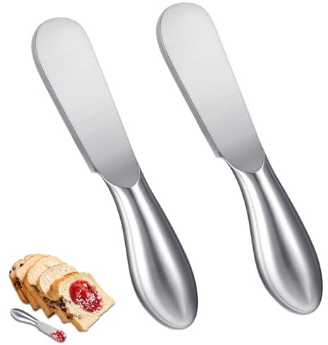 Lot de 2 couteaux à beurre, petits couteaux à pain, couteaux de table, couteau à fromage, couteau à dessert, couteau à tartiner, couteau à confiture, petit couteau à pain, crème, couteau de table