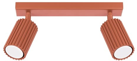 SOLLUX lighting Deckenlampe Deckenleuchte Deckenstrahler Aluminium 2 Flammig 30 x 6,5 x 16,5 cm Karbon Ockerrot