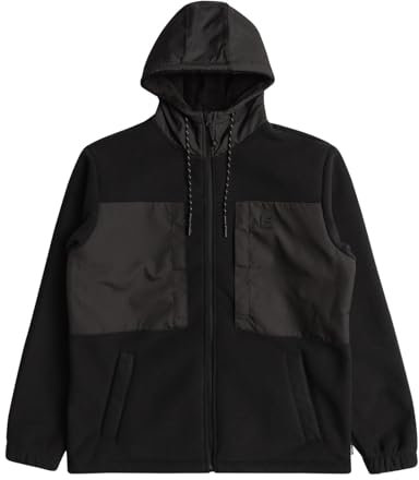 Billabong Mens Boundary Sherpa Full Zip Up Water Repellent Hoodie - Black - XXL