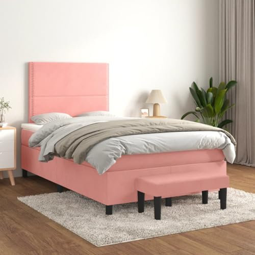 Brokky Boxspringbett mit Matratze Boxspringbett Bett Mit Matratze Betten Box Spring Bett Betten Mit Matratze Rosa 120x200 cm Samt - 3137778