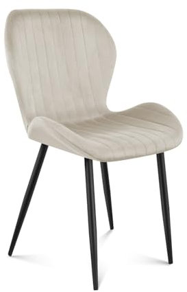 MARK ADLER Prince 2.0 Beige | Küchenstuhl Wohnzimmerstuhl Polsterstuhl Akzentstuhl Design Stühle | 1 Stück | Sessel mit Rückenlehne | Sitzfläche aus Samt | Metallbeine | Wohnzimmer Esszimmer | Beige