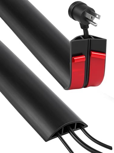 GROWNEER 2M Cable Protector 3 Cord Channels Cable Floor Cover Self-adhesive Cable Tidy 12 x 7.4 mm Cable Channel Wire Cover Protect Cables Prevent Trip Hazards for Home Office Warehouse Workshop Black