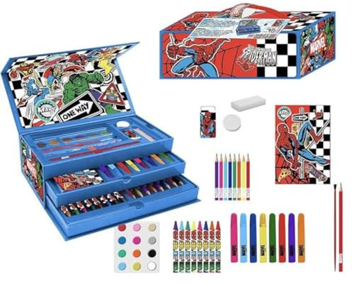 Avengers Coloring Stationery Set - Children's School Kit with Markers, Colored Pencils and Marvel Accessories for Drawing, Painting and Stimulating Children's Creativity, Avengers Briefcase