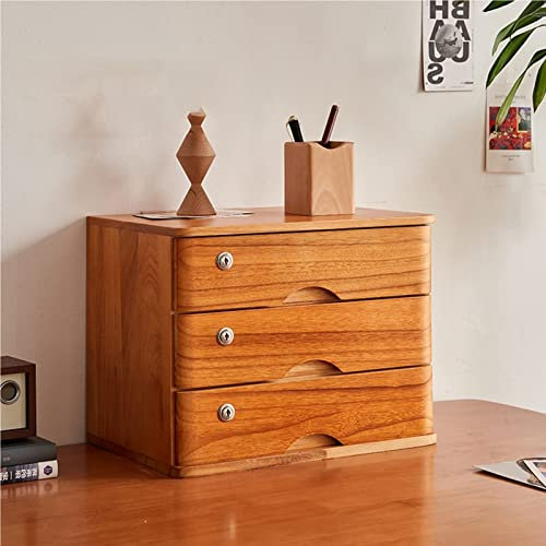 Schreibtisch-Aktenschrank aus Massivholz, 3 Schubladen, für Zuhause, Büro, A4, Aufbewahrungsbox aus Holz, stilvoller Schreibtisch-Nizer, langlebige Tisch-Aufbewahrungslösung