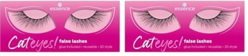 Essence Cosmetics Cateyes Ciglia Finte, Lunga Durata, Effetto Ciglia Finte, Volumizzante Estremo, Risultato Immediato, 1 Paio (Confezione da 2)