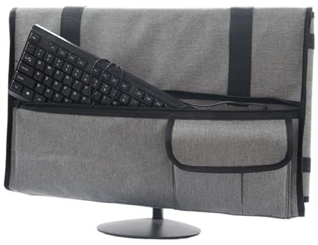 Monitor Case, Protective Monitor Travel Carrying Case, Adjustable Laptop Desktop Sleeve with Soft Flannel Lining, Computer Accessories Organizer for Screen, Keyboard, Cables