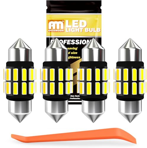 ANTEMOON 31mm Festoon C5W LED Lampadine 6500K Bianco 12V 24V DE3175 Lampadina Siluro LED 4014 12SMD Canbus Senza Errori Luci Interne Auto Lampada Porta Lettura Soffitto Interior Luce Targa, 4Pcs