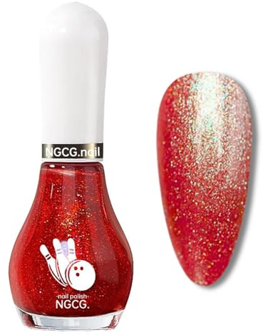 Red Glitter Nail Polish - Christmas Red Nail Varnish Quick Dry - Sparkly Nail Varnish Long Lasting - Shimmer Nail Polish Glossy Easy To Apply No UV Light Needed for Women