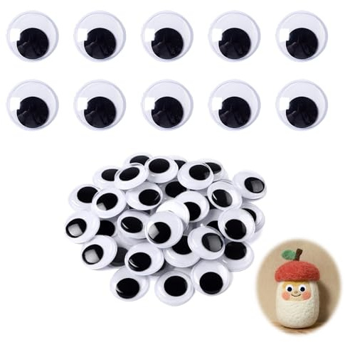 100 unidades de ojos adhesivos grandes, 30 mm, color negro y blanco, grandes ojos de plástico para manualidades, ojos de muñecas, para álbumes de recortes, manualidades y decoración de artesanías