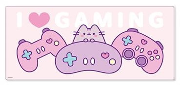 Pusheen „I Love Gaming“ XXL Kawaii Aesthetic Mouse Pad | Offizielle Schreibtischunterlage 80 × 36 cm | Rosa Gaming-Matte mit rutschfester Unterseite – süßes Pusheen-Design für Fans & Gamer
