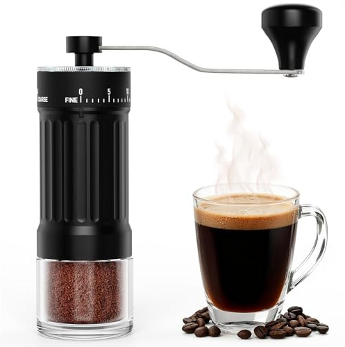 Euqvunn Moulin à Café Manuel avec Meule en Céramique, 40 Réglages de Mouture Précis Pour French Press, Pour-Over, Moka Pot & Plus, Capacité de 30 g