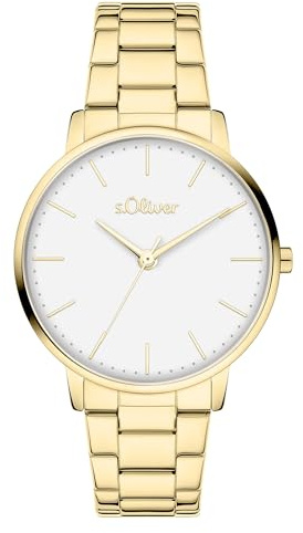 s.Oliver Damenuhr - 34 mm - Flache, Zeitlose, alltagstaugliche, analoge Armbanduhr für Damen mit Quarzwerk - 3 ATM wasserdicht - Kratzfest - Geschenkidee