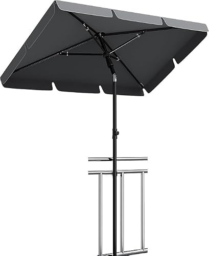 JustSmart Kippbarer Sonnenschirm Rechteckig 200x125 cm Balkonschirm UPF 50+ Knickbar & Höhenverstellbar Windstabil Wetterfest Für Garten Terrasse Pool