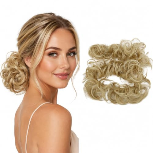 CAISHA XXL Hairpiece Scrunchy Updo Bridal Hairstyle Voluminous Curly Messy Bun Light Blonde HW39