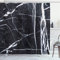 ABAKUHAUS Marmor Duschvorhang, Grunge Naturstein, Stoffliches Gewebe Badezimmerdekorationsset mit Haken, 175 x 220 cm, Weiß Grau