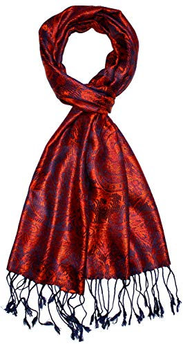 Lorenzo Cana Luxus Seidenschal für Männer Schal 100% Seide gewebt Herrenschal elegant Paisley Muster Blau Orange 7864811