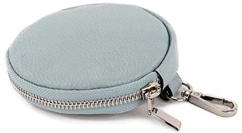 modamoda de P10 / P08 Damen Leder Rauleder Geldbörse Münzgeldbörse Taschenanhänger ø 11,5 cm handmade in Italy, Farbe:Eisblau