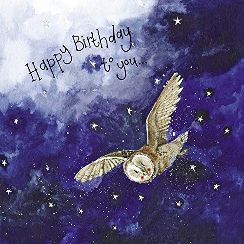 ALEX CLARK Happy Birthday Starlight Owl Card