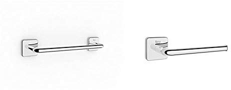Roca A816653001 Toallero de Lavabo (Posibilidad de instalación Mediante tornillería o Adhesivo), Cromado + A816663001 Portarrollo Sin Tapa, Colección Victoria, Cromo (Tornillo o Adhesivo)
