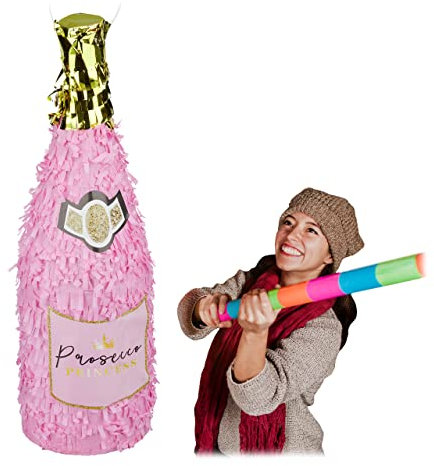 2 Piñatas Botella de Champán, Piñatas Champaña colgantes, Cumpleaños, Mujeres, Noche vieja, sin Relleno, Rosa y Dorado