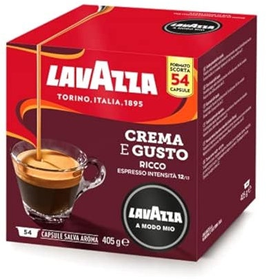 Lavazza Crème e Gusto Ricco 216 capsules de café A Modo Mio Espresso, 4 paquets de 54 capsules