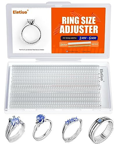 Ringgrößen-Anpasser für lose Ringe, unsichtbare transparente Silikon-Schutzclips, Schmuck-Passformer, Größenanpasser, passend für fast alle Ringe für Damen und Herren (12er Pack - 4 Größen)