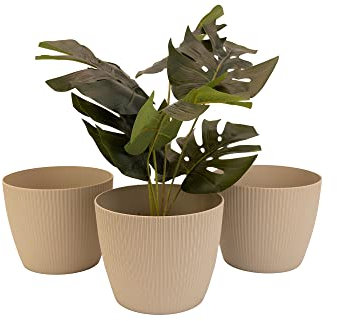 Home Garden Ornaments Small Plant Pots Indoor – Indoor Plant Pot for Home and Garden, Decorative Striped Set of 3 Flower Pots (Diameter 13.5cm, Cotton)
