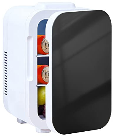 LEMROE 10L Mini Fridge for Bedroom Cooler and Warmer, 10 Can Compact Portable Small Refrigerator for Beer, Drinks, Skin Care, Makeup, Food, AC/DC Great for Car, Dorm, Camping, Office (Black-10L)
