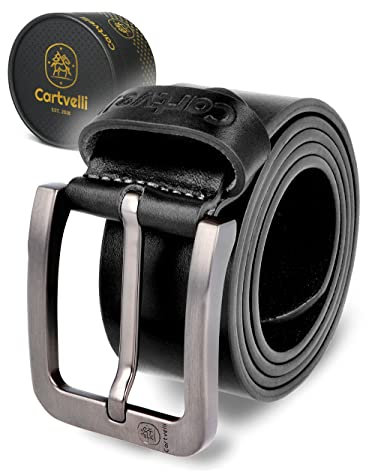 Cartvelli Ledergürtel Herren schwarz 110cm Made in Italy mit Geschenkbox Echt-Leder Herrengürtel Premium Vollleder Jeansgürtel Männer Leder Gürtel Herren 40mm Anzug Jeans Chino Pants ITA22s-110