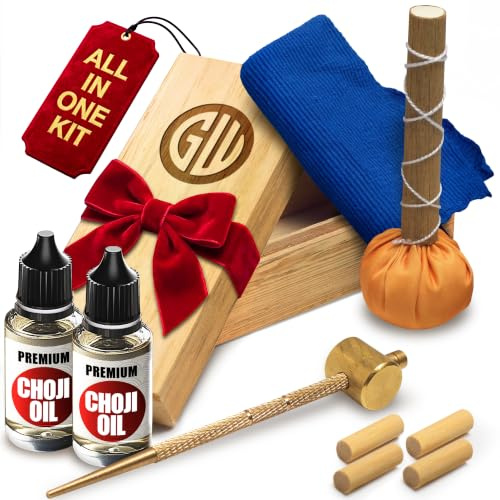 Katana Cleaning Kit - Maintenance Set with Sword Choji Oil - Care for Samurai Japanese Ninja Katanas Swords Knives - Birthday Gift for Men and Women - Stocking Stuffers