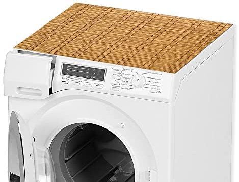 Tabletop Waschmaschinenauflage rutschfest in 65 x 60 cm - zuschneidbare Weichschaum Auflage in Bambus braun als Abdeckung für Waschmaschine oder Trockner - Waschmaschinenabdeckung MADE IN GERMANY