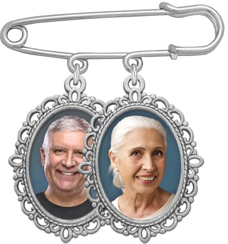 Doppelter Foto-Hochzeitsstrauß, Foto-Anhänger für Brautblumen oder Anstecknadel, mit Foto-Resizer