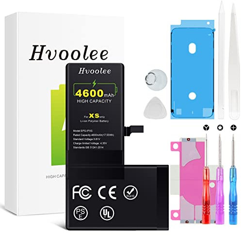 hvoolee Akku für iPhone XS 4600mAh Ersatz Interner Batterie Hoher Kapazität Li-Ion Battery mit Reparaturset Akku-Austausch Kompatibel mit Phone XS