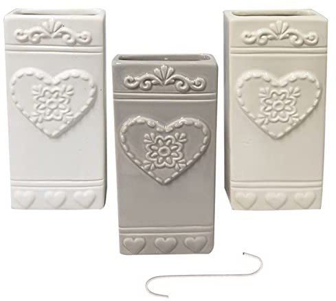 SET 3 MAURY'S HEART EVAPORATORE IN CERAMICA 7 X 3,5X H17,5 IN COLORE ASSORTITO
