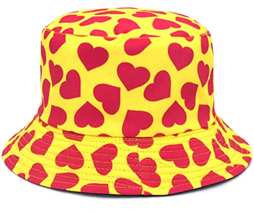 Yixda Unisex Fischerhüte Outdoor Faltbarer Bucket Hat Eimerhut Sonnenhut Strandhut (Liebe Gelb)