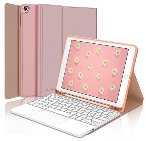 JADEMALL Custodia Tastiera con Trackpad per iPad 9 Generazione, iPad 10.2 9/8/ 7 Generazione 2021/2020/2019, Italiano QWERTY Tastiera Staccabile con Touchpad pour iPad 9 Generazione, Rosa