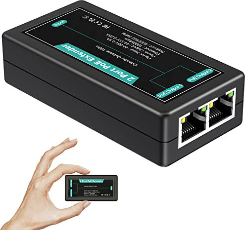 VIMIN Extender PoE Gigabit a 2 Porte, Ripetitore PoE per Interni 1 in 2 Out Supporto IEEE802.3af/at con 1000 Mbps, Estendi Ulteriori 100 m (328 piedi) di Alimentazione e Trasmissione Dati, Plug & Play