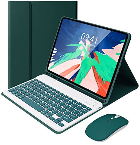 Lively Life Bluetooth Keyboard with Mouse for iPad Air 11-inch (M3 2025 / M2 2024) & Air 4th/5th Gen & iPad Pro 11 inch (1st/2nd/3rd/4th Gen), Detachable Keyboard Cover, UK Layout - Dark Green