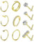 Adramata 10 Stück 20G Nasenpiercing Stecker Chirurgenstahl 14 Karat Gold Nasenpiercing CZ Herz Nasenstecker Nostril Piercing für Damen Herren L-förmiger Nasenring Silber/Gold Nasenpiercing Schmuck,BG