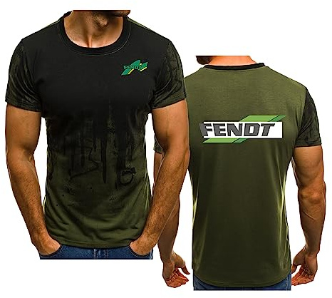 WIOSEN Herren T-Shirts schnell trocknende Oberteile für FENDT bedruckt kurzärmelig Sommer bequem Laufen Gehen T-Shirts Farbverlauf lockeres Oberteil Unisex Milchseide Arbeitskleidung, Green-3XL