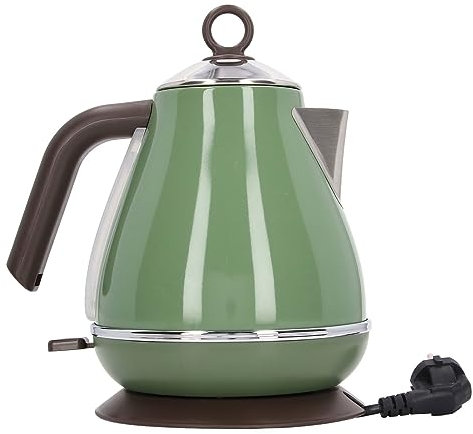 Elektrischer Wasserkocher mit Retro-Lackierung, Schnelles Kochen, Trockenverbrennungsschutz, um 360 Grad Drehbarer Sockel, Temperaturanzeige, 1,7 L Fassungsvermögen (Dunkelgrün)