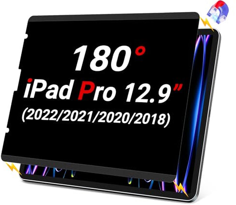 ZOEGAA Protecteur d'écran de confidentialité pour iPad Pro 12.9, protecteur d'écran de confidentialité compatible avec iPad Pro 12.9 (modèles 2022, 2021, 2020 et 2018), filtre magnétique amovible et