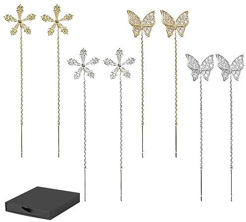 Lymphvity MagneTherapy Germanium-Ohrringe, 4 Paar Glänzende Diamant Blumen Magnetotherapie Ohrringe, Erleichtert Die Ermüdung, Reduziert Das Gewicht, Mit Geschenkbox