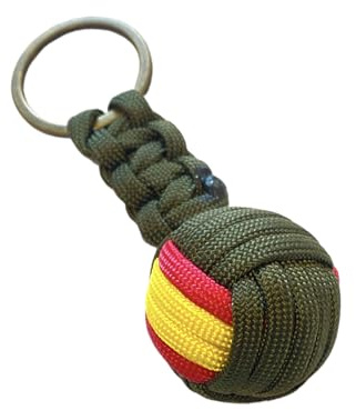Llavero Bandera de España, Llavero Hombre Mujer Bandera España. Llavero Coche Moto (Bola Verde Militar Grande)