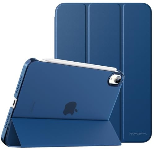 MoKo Custodia per iPad Mini 6 2021 (6a generazione, 8,3) - Cover posteriore rigida sottile e leggera con supporto posteriore trasparente traslucido, con funzione di accensione/spegnimento automatico,