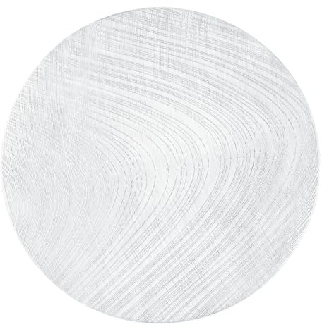 fanquare Salvamanteles de PVC Juego de 6, Salvamanteles Redondos de Vinilo prensado Tejido de Alambre de Plata Lavable Resistente al Calor Salvamanteles Fiesta Navidad Mesa de Comedor,Plata