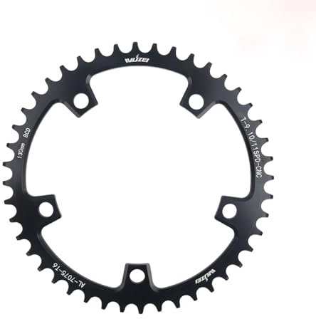 KTKEET 110/130 BCD Kettenblatt 36/38/40/42/44/46/48/50/52/54/56/58/60T 5 Schrauben rund schmal breit Fahrrad Kettenblatt für 9/10/11 Gang Rennrad Faltrad (130BCD 40T)