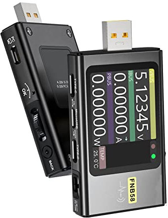 FNB58 USB Tester, 4-28V USB Voltage Meter PD Trigger Digital Voltmeter Current Tester USB Type-C Fast Charging Protocol Capacity Tester Power Detection Max 7A Ammeter Tool Voltmeter (Without BT)