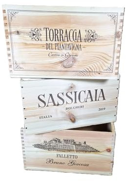 Italian 6 Bottle Size Wooden Wine Crates Boxes - Pack of 6
